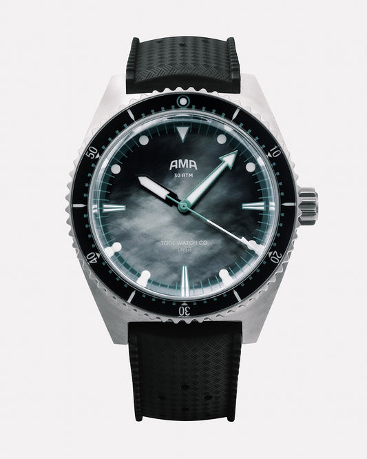 AMA Signature Series dive watch with turquoise dial by Tool Watch Co.