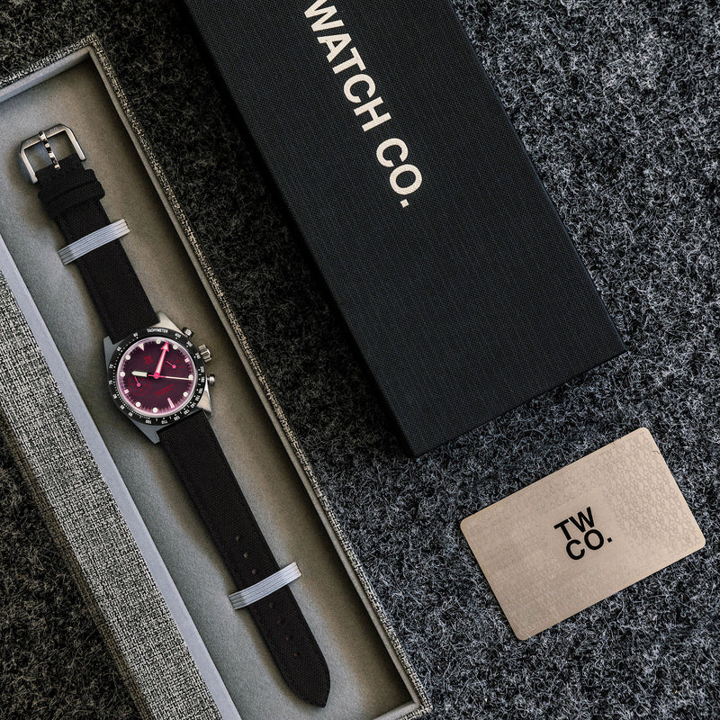 Chroma Chronograph Pink presentation packaging by Tool Watch Co.