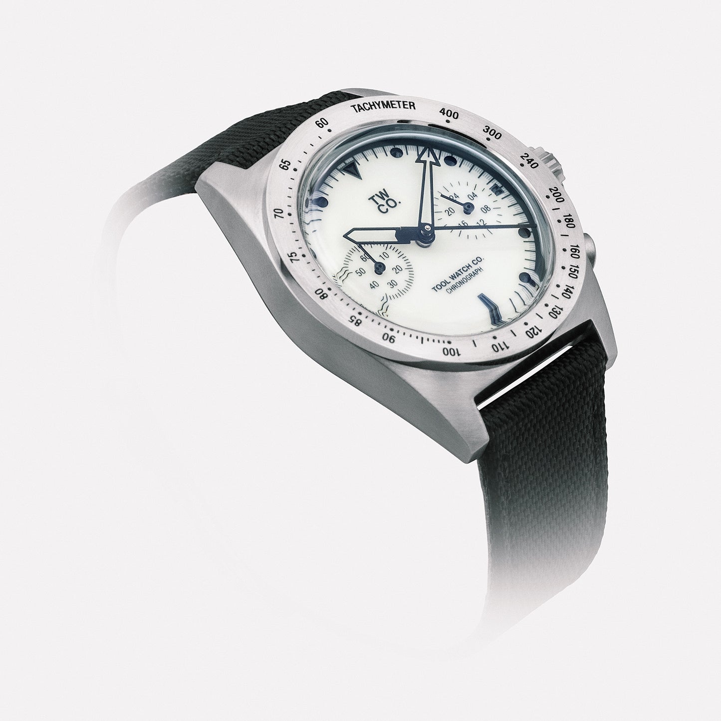 Lumecore Chronograph three-quarter view on strap