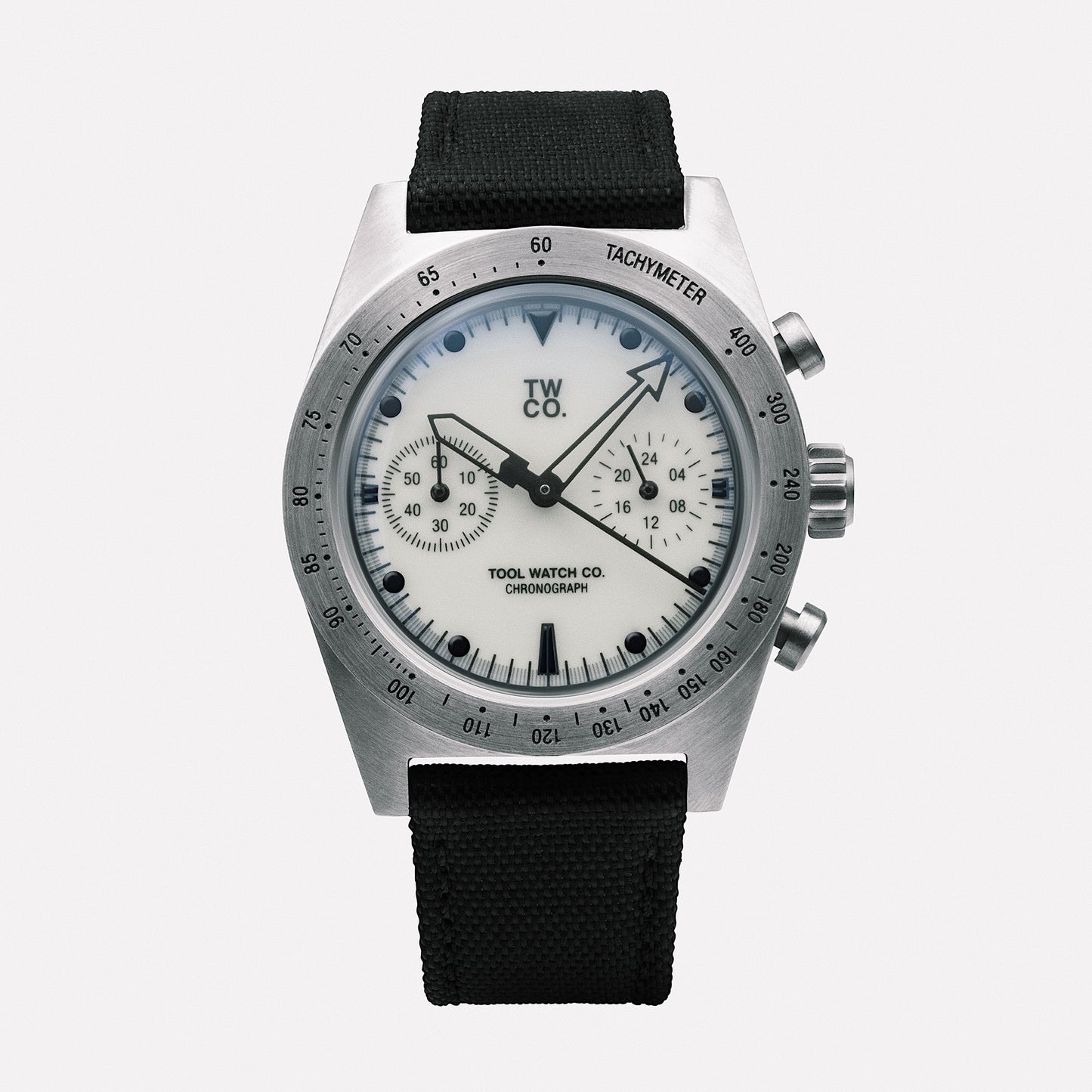 Lumecore Chronograph dial close-up showing fully lumed layout and skeleton sub-dial