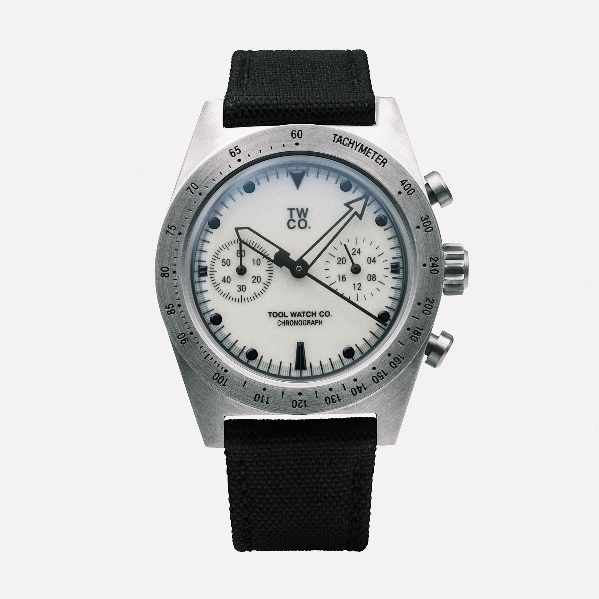 Lumecore Chronograph dial close-up showing fully lumed layout and skeleton sub-dial