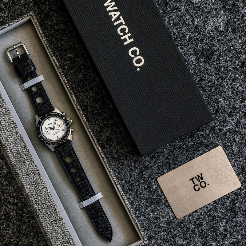Rally Blue on Silver presentation packaging by Tool Watch Co.