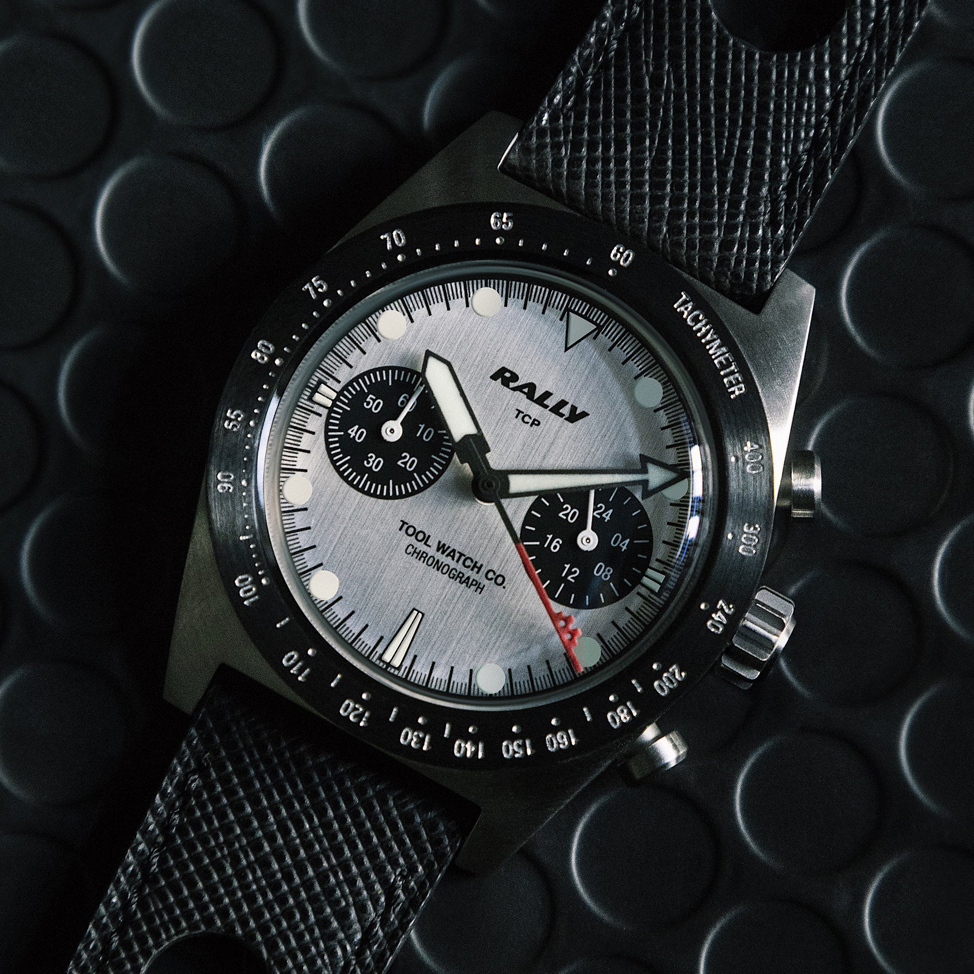 Rally Chronograph Red on Silver — lifestyle-1
