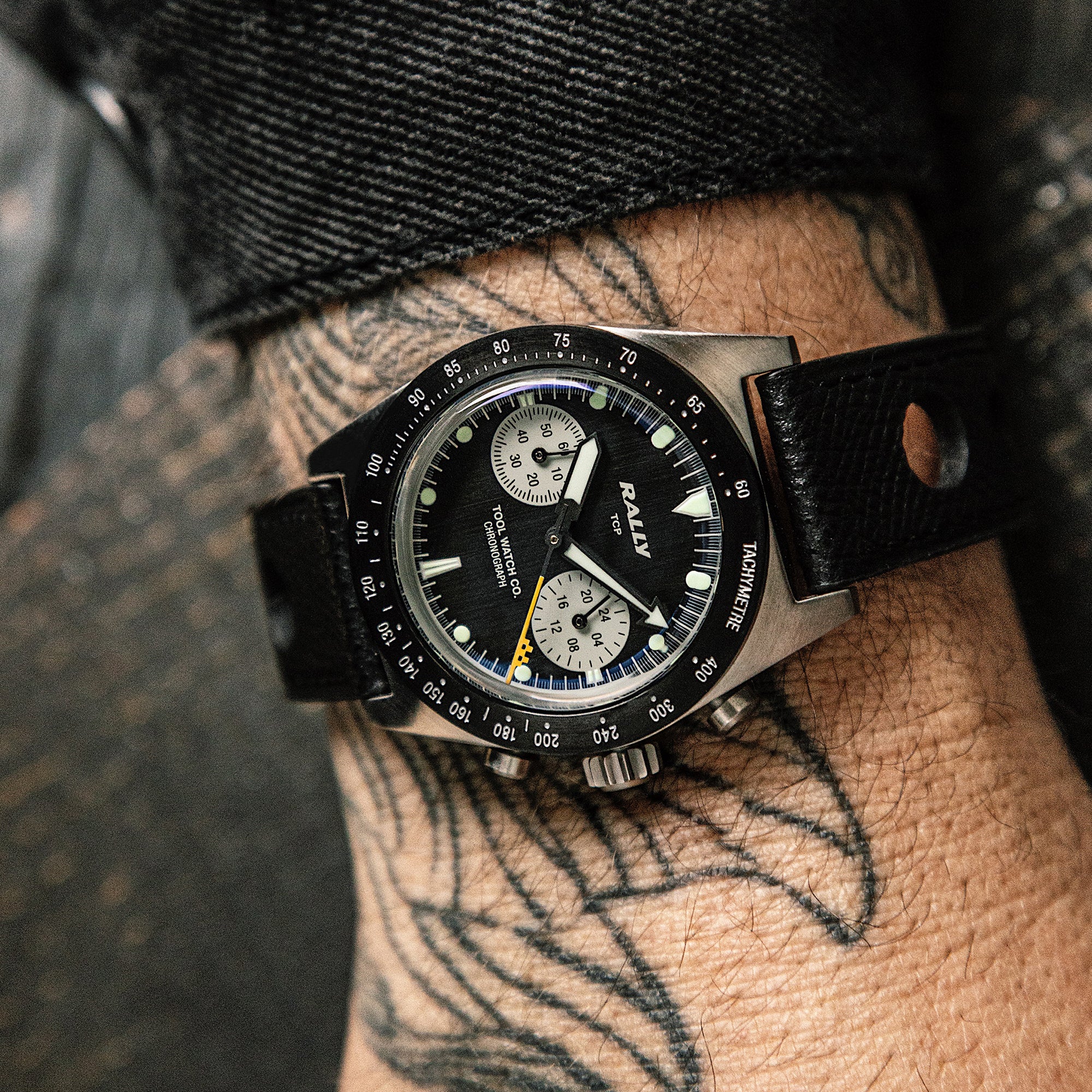 Rally Chronograph Yellow on Black — lifestyle-1