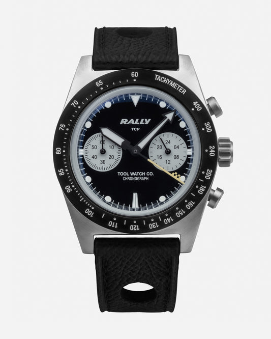 Rally Yellow on Black motorsport chronograph with black dial and yellow accents